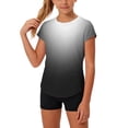 thumbnail image 2 of Athletic Shirts for Girls Short Sleeve Active T Shirts Sports Crewneck Quick Dry Tops Kids Teens Gym Workout Summer Tee Black, 2 of 9