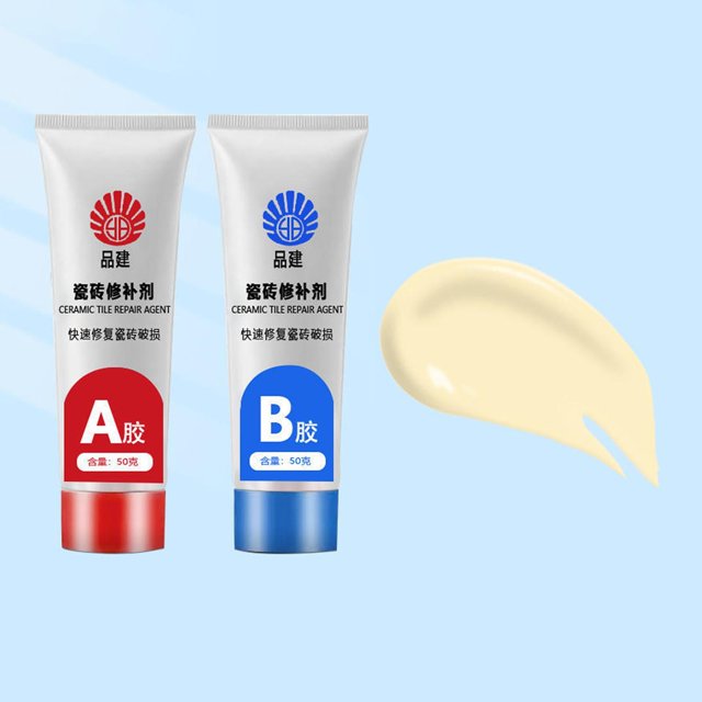 maskred Convenient 2x Tile Repair Agent for Shower and Kitchen Ceramic Repair Paste Gray White 50ml 1Set