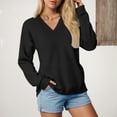 thumbnail image 2 of larppty Womens Sweatshirts V Neck Long Sleeve Soft Sweatshirt Oversized Fall Fashion Hoodies Pullover with Pocket (Black, XXL), 2 of 7
