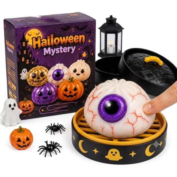 Halloween Dumpling Squeeze Squishy, Cute Halloween Steamer Surprise Squishies, Soft Sensory Squeezy Balls for Anxiety, Stress Relief Hand Ball, Halloween Party Favors, Goodie Bag Fillers Gifts (#E)