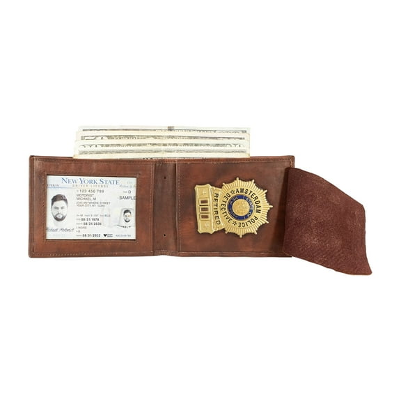 Genuine Leather ID Badge Holder, Bifold Badge Wallet