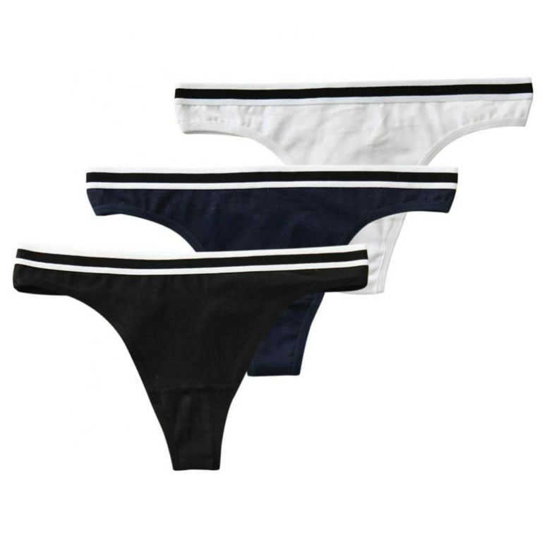 Finetoo Cotton Thongs Sexy V Waist G String Comfortable Striped