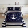 thumbnail image 2 of Feelyou Marine Nautical Sailboat Full Size Comforter Sets, Navy Abstract Lines Bedding Comforter Set, Teen Kid Boy Girl Bedding Sets, Super Cozy Room Decor, 3pcs, 2 of 8