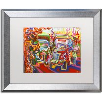 Trademark Fine Art "Trucks" Canvas Art by Josh Byer, White Matte, Silver Frame