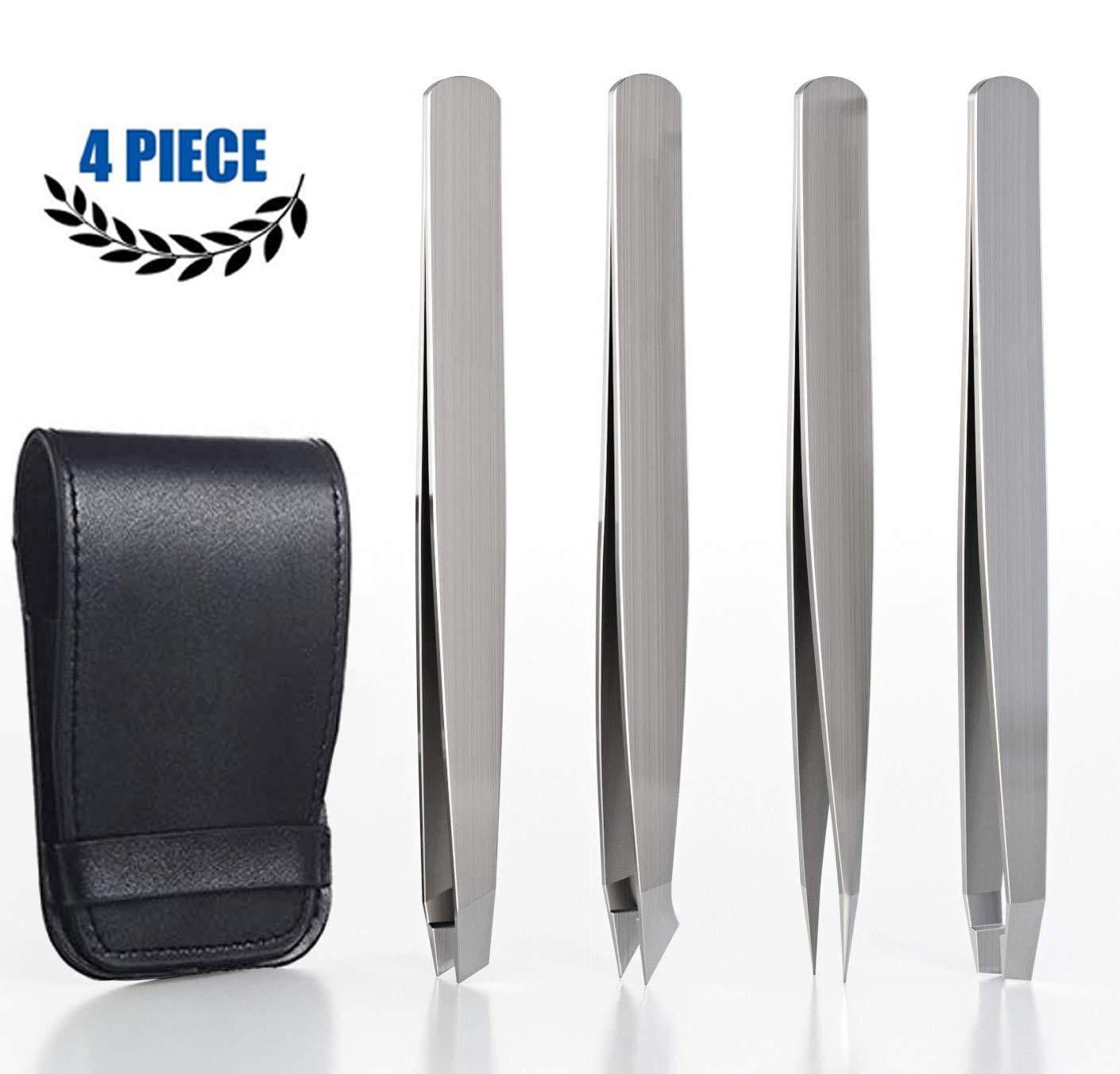 HXL Tweezers Set 4-Piece Professional Stainless Steel ...
