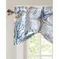 thumbnail image 3 of Tie Up Valance Curtain for Kitchen, Summer Ocean Starfish Coral Shell Rod Pocket Short Curtains Adjustable Tie-Up Shade Valances, Retro Blue Letter Window Treatment for Bathroom Living Room Bedroom, 3 of 7