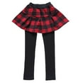 thumbnail image 3 of Zaldita Little Girls Elastic Waist Pantskirt Footless Tights Leggings with Plaid Pleated Tutu Skirt Culottes Red&Black 9-10, 3 of 7