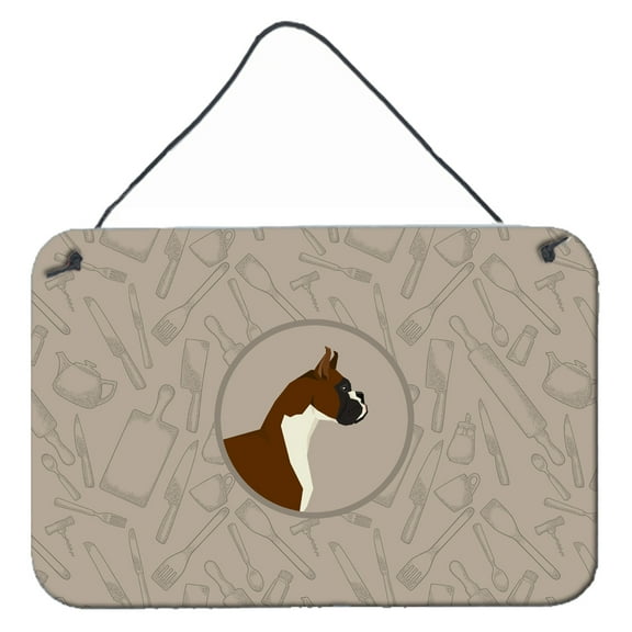 Carolines Treasures CK2173DS812 Boxer In the Kitchen Wall or Door Hanging Prints 8x12 multicolor