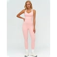 thumbnail image 4 of PISONIC Womens Workout Set Two Piece Racerback Color Block Tank Top Matching High Waist Leggings Gym Pilates Outfits, 4 of 6