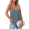 thumbnail image 1 of Mujeres V cuello camisola Top sin mangas encaje ajuste espaguetis correa básica Tank Top para verano, 1 of 7