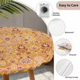 thumbnail image 3 of Orange Yellow Boho Round Tablecloth for 45-54 Inch Tables,Fitted Table Cover with Elastic Edge,Vintage Shabby Abstract Geometric Art Waterproof Outdoor Table Cloth Protector for Patio Garden Dinner, 3 of 9