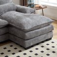 thumbnail image 3 of 110'' Oversized Chenille Fabric U- Shaped Sectional Sofa Couch,  Stylish 4-Sester Sofa with Backrest Pillows, Double Layer Cushion, Thicked Armrest, Sofa for Living Room, Apartment, Light Gray, 3 of 9