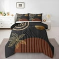 thumbnail image 2 of Manfei Monstera Bedding Comforter Set,Geometric Lines Stripes Twin Comforter Sets,Black Brown Yellow Bedding Set For Teens,Breathable Home Decor Reversible,2 Pieces, 2 of 8