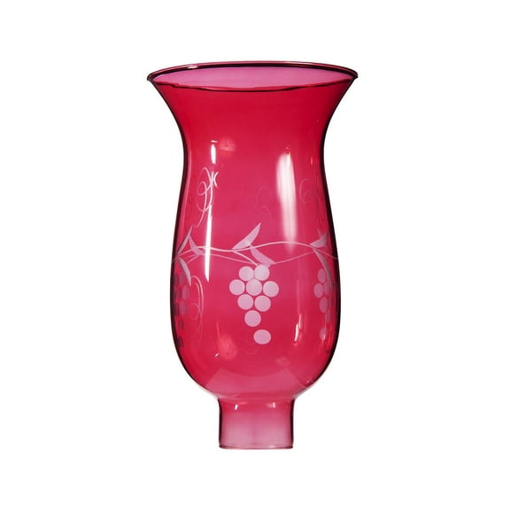 B&P Lamp® Medium 1 5/8" Fitter, 8 1/4" Height Cranberry Hurricane Shade With Grapes Design