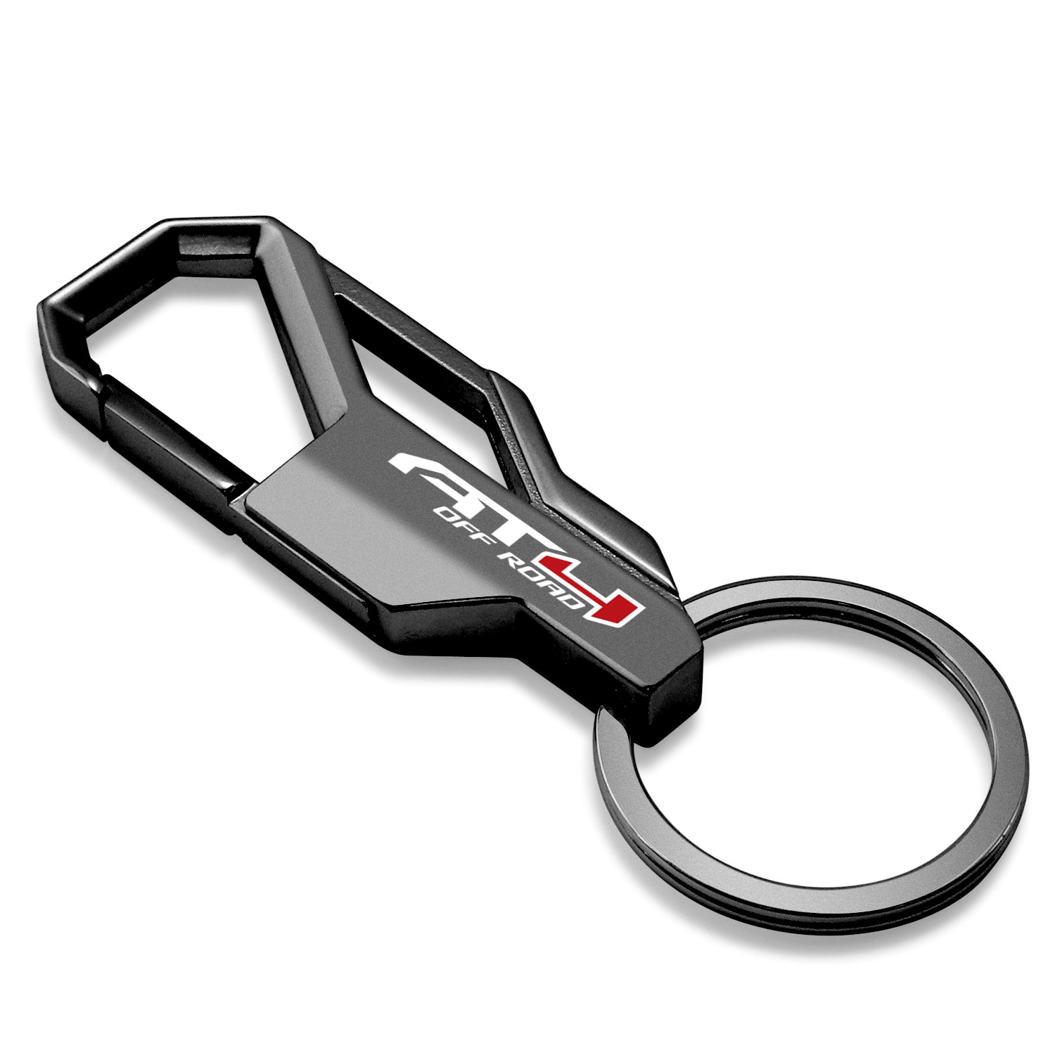 iPick Image for GMC AT4 Gunmetal Black Carabiner-style Snap Hook Metal Key Chain, Official Licensed