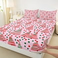 thumbnail image 3 of Manfei Pink Xmas Tree Twin Sheet Sets for Teen, Cartoon Dots Stripes Twin Fitted Sheet, Merry Christmas Flat Sheet, Breathable Home Decor, 3pcs, 3 of 7