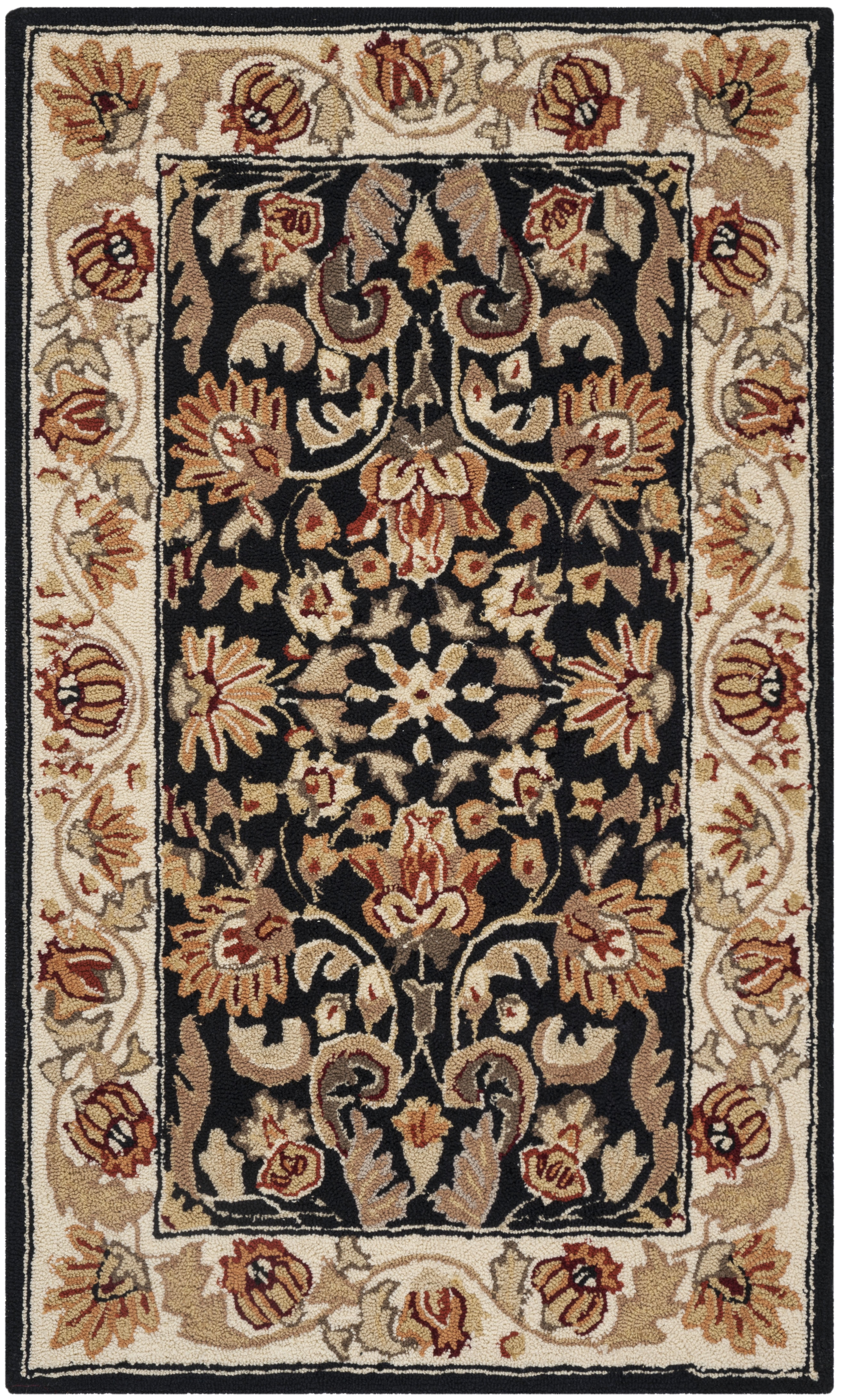 Safavieh Easy Care Myrtle Floral Area Rug, Black/Ivory, 3' x 5'