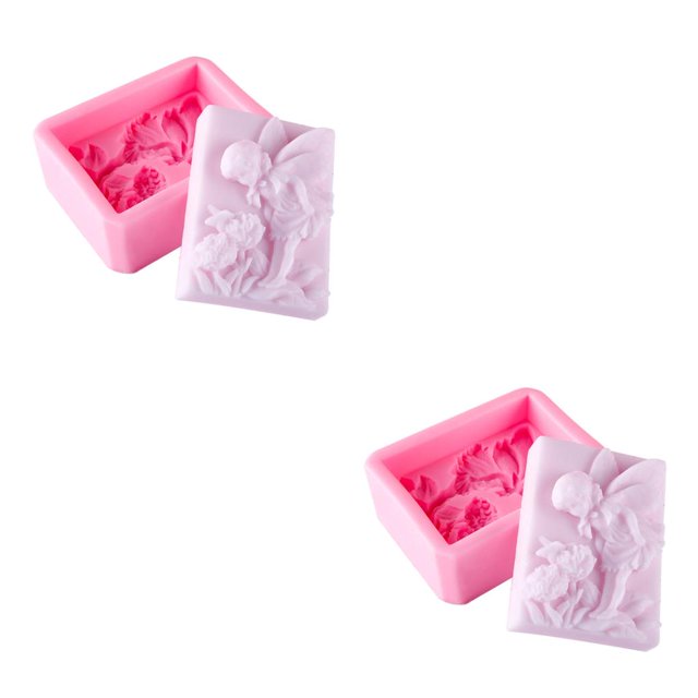 jesticaly Soap Mold Craftsmanship Compact Size Handmade Soaps Manual Capacity Silicone Mould Angel Shape Flower Pattern DIY Prop 2Set