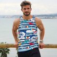 thumbnail image 6 of KLL Fish And Shark Print Men's Muscle Gym Workout Stringer Tank Tops Bodybuilding Fitness T-Shirts Tank Tops Men-X-Large, 6 of 7
