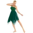 thumbnail image 1 of inhzoy Robe de Danse Lyrique pour Femmes en Chiffon Bretelles Spaghetti Asymétrique Robe de Bal Verte TTG, 1 of 7