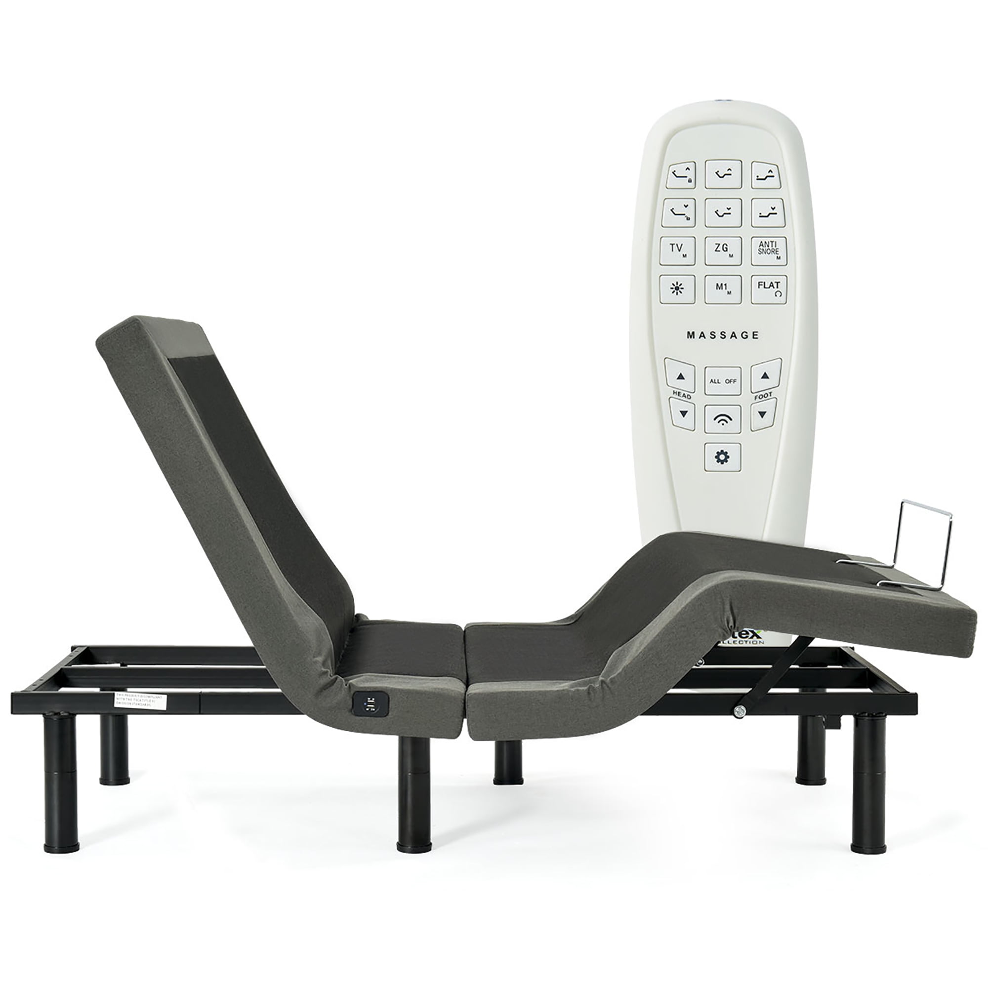 Costway Adjustable Massage Bed Base Upholstered Wireless Remote USB