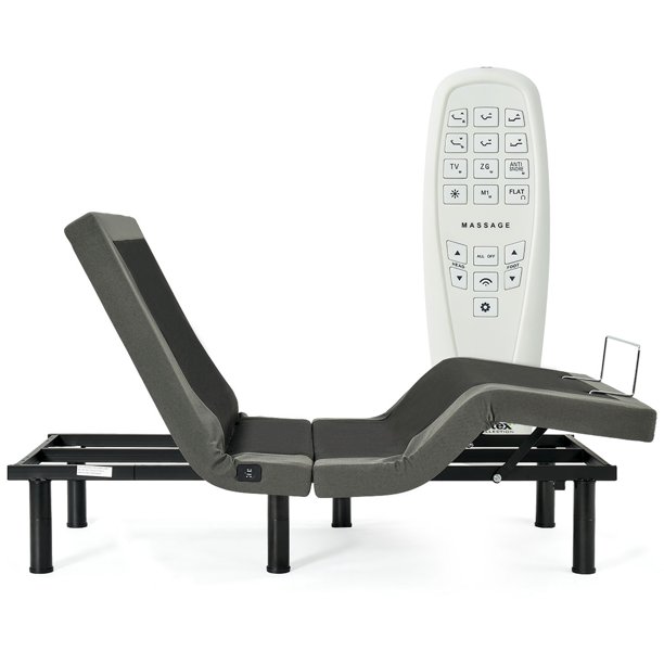 Costway Adjustable Massage Bed Base Upholstered Wireless Remote USB