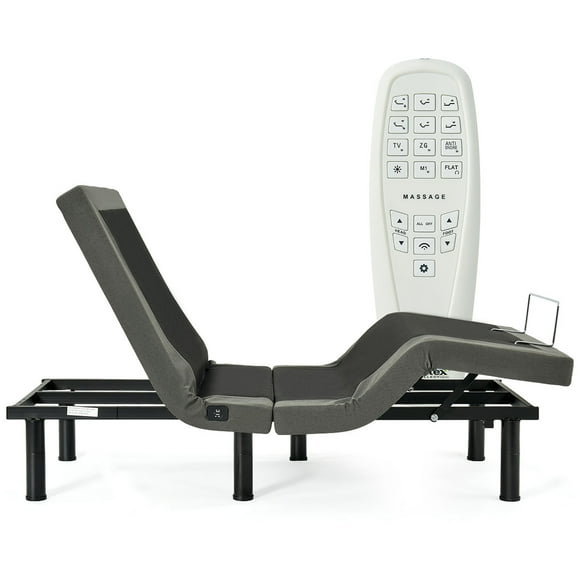 Costway Adjustable Massage Bed Base Upholstered Wireless Remote USB Ports T