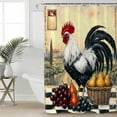 thumbnail image 2 of Extra Long Shower Curtain 72x84 Inch, Rooster Shower Curtain Waterproof Bathroom Decor Retro Pastoral Animals Watercolor Fabric Bath Curtain Set Accessories with Hooks, 2 of 6