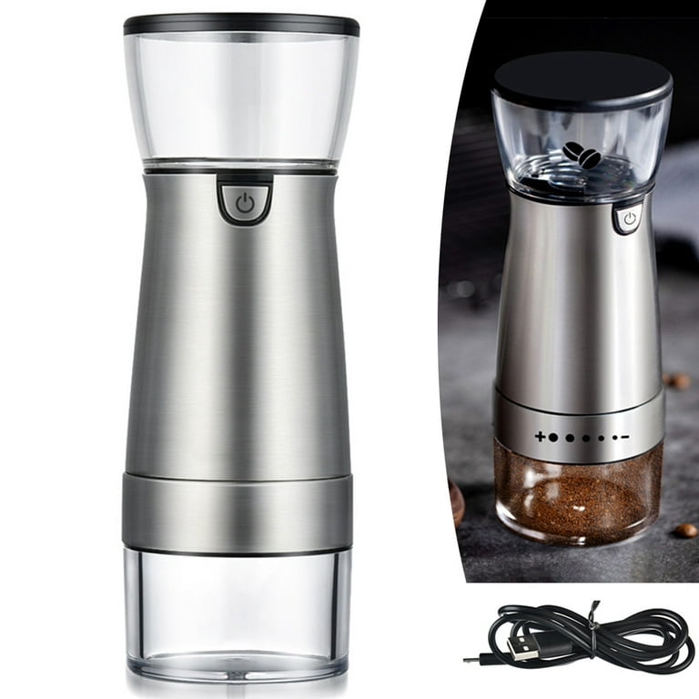 Portable Electric Burr Coffee Grinder: CONQUECO Small Coffee Bean Grinding Machine - Rechargeable Stainless Conical Burr Grinders with Multiple