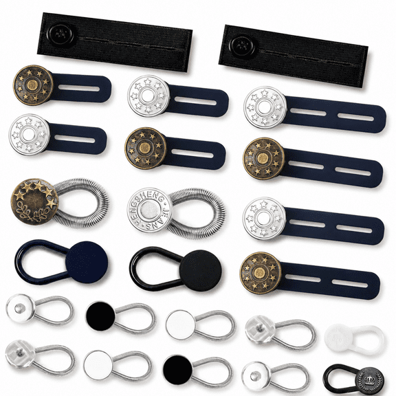 24-Piece No-Sew Button Extender Set for Men's Shirt Collars, Jeans and Pants