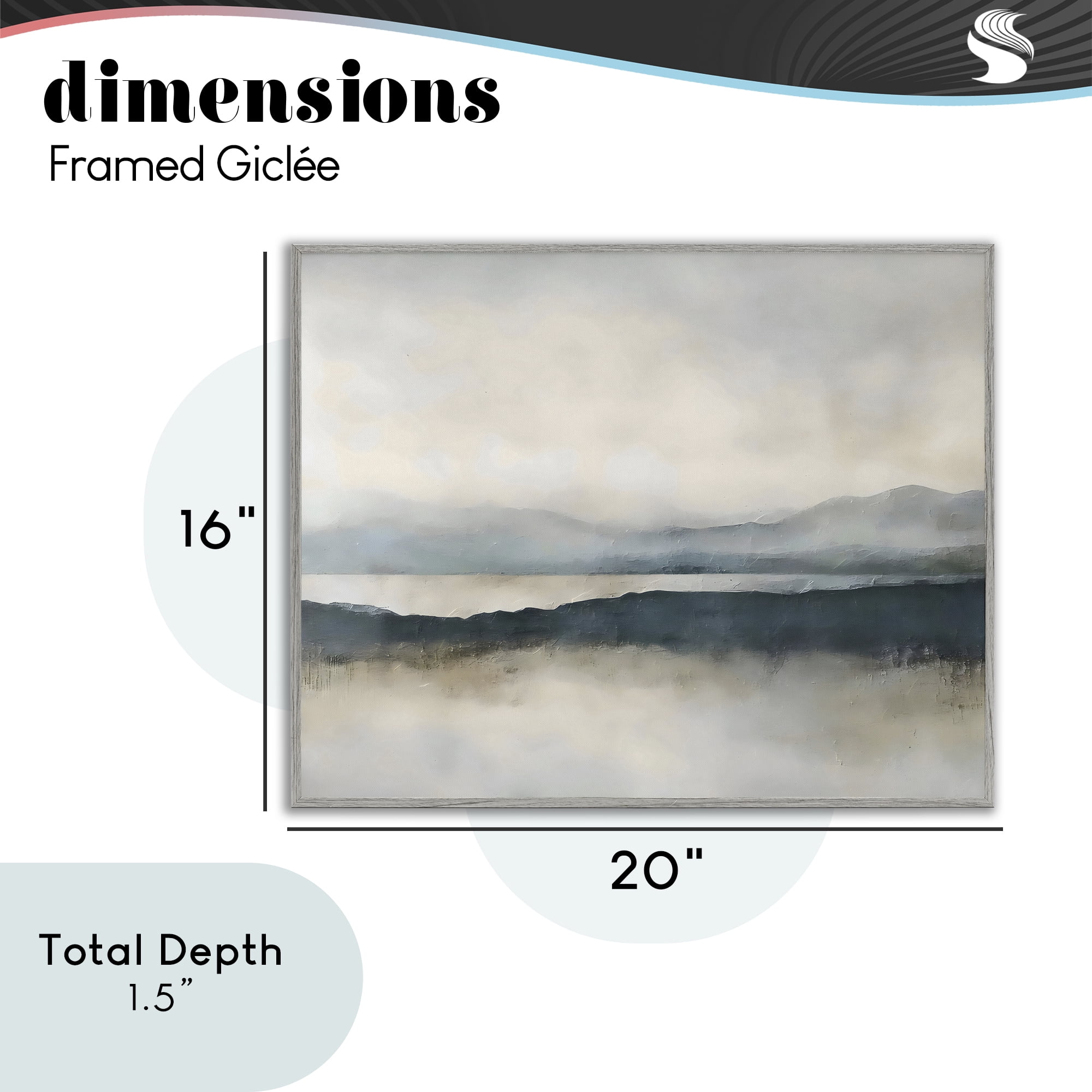 Stupell Industries Muted Horizon Mountainscape Gray Framed Giclee Art, design by Riley B