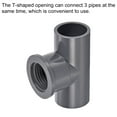 thumbnail image 5 of Unique Bargains Tee Pipe Fitting G1/2 Female Thread 20mm ID Socket PVC-U Adapter Gray 4Pcs, 5 of 5