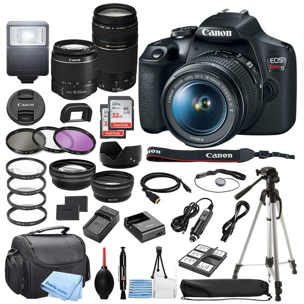 Canon EOS Rebel T7 DSLR Camera w/EFS 1855mm F/3.55.6 Zoom Lens + EF