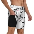 thumbnail image 2 of Balery Cute Cow and Milk Stains Bañador para hombre, shorts de playa de secado rápido con entrepierna y forro de compresión-Small, 2 of 6