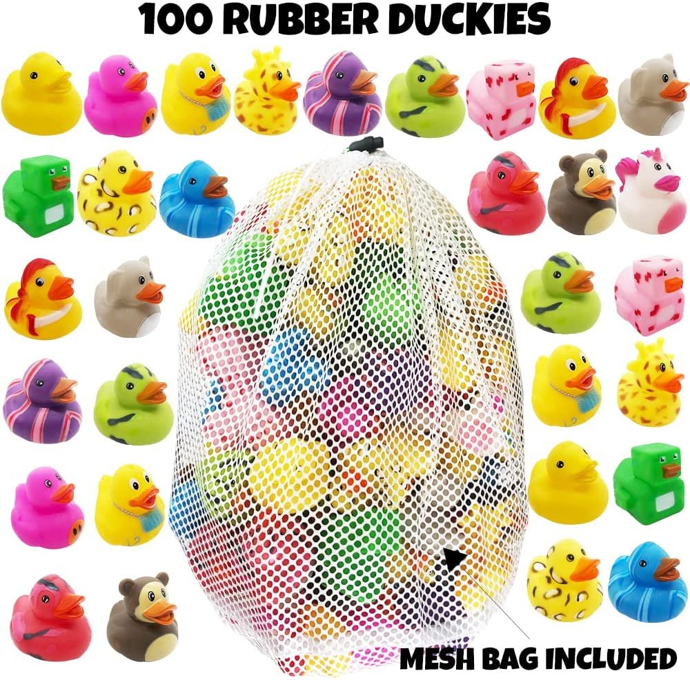 ArtCreativity Bulk Assortment Rubber Duckies Set - 50-pack Assorted Mini Pool, Bathtub, Lake Toys & Party Favors