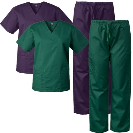 

2-PACK Medgear Scrubs for Men and Women Scrubs Set Medical Uniform Scrubs Top and Pants