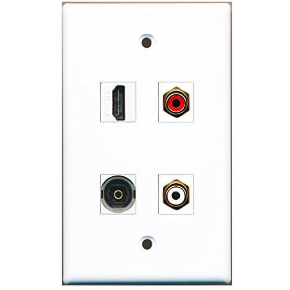 RiteAV - 1 Port HDMI 1 Port RCA Red 1 Port RCA White 1 Port Toslink Wall Plate