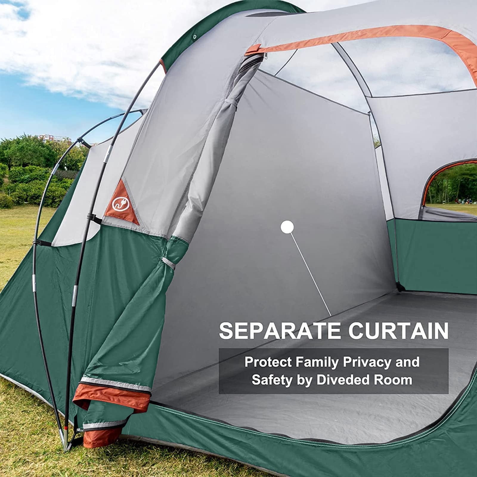 Hikergarden 10 Person Camping Tent - Portable Easy Set Up Family For Camp  Windproof Fabric Dome Outdoor Hiking Backpacking Traveling-14'x11'x74in(h)