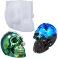 thumbnail image 1 of Moldes de calavera de silicona, moldes de forma de calavera grande 3d para resina epoxi, molde de resina epoxi de decoración de calavera para hacer velas, decoración del hogar, al aire libre, resina Feliz Sencillez, 1 of 5