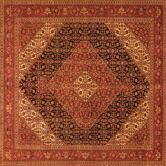 Ahgly Company Indoor Square Medallion Orange Traditional Area Rugs, 6' Square