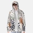 thumbnail image 4 of Goofa Tropical Leaves Printed Women's UPF 50+ Sun Protection Hoodie Jacket Lightweight Long Sleeve Sun Shirt for Women with Pocket Hiking Outdoor-X-Large, 4 of 9