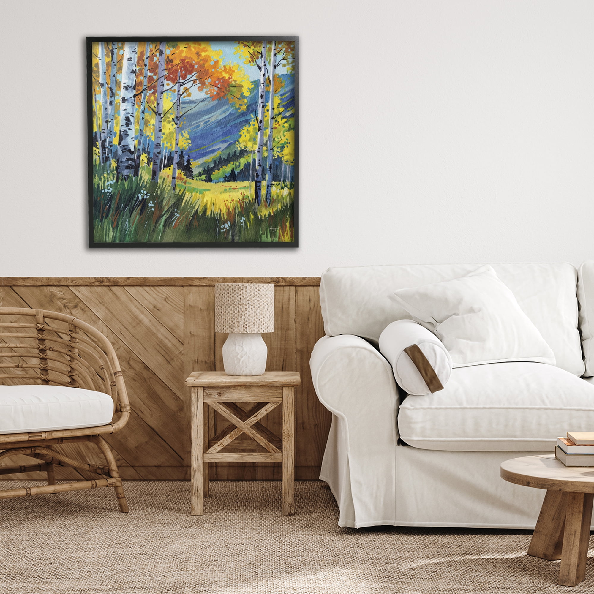 Stupell Industries Autumn Golden Birch Grove Black Framed Giclee Art, design by Kate Jarvik Birch