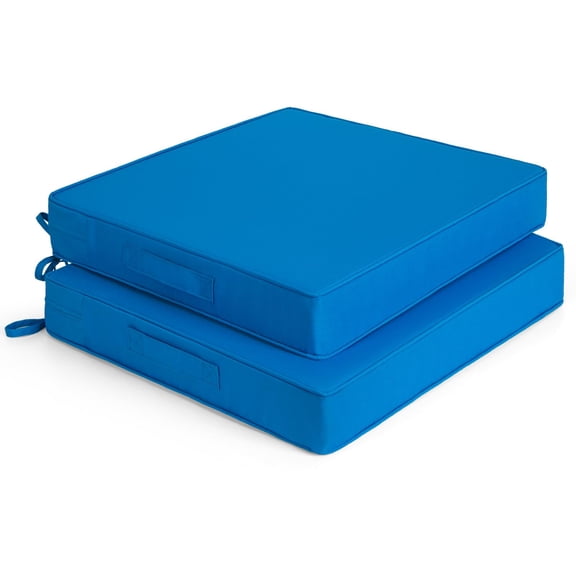 Light Blue Outdoor Chair Cushions Set Of 2, 20x20x3 Inches, Waterproof Patio Seat Cushions With Ties And Handle