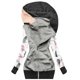 thumbnail image 2 of Pntutb moda mujer Casual impreso manga larga con capucha prendas de vestir Patchwork suelta camiseta otoño blusa tops Pntutb Pntutb-6159, 2 of 6