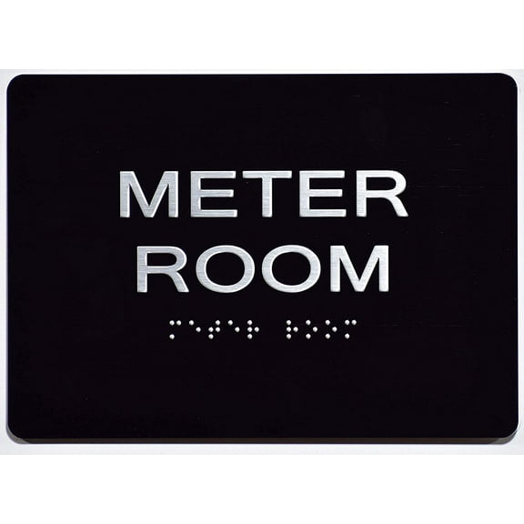 Meter Room Sign - Black (Aluminium, Black/Silver,Size 5x7) The Sensation line