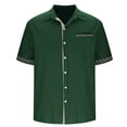 thumbnail image 4 of PNTUTB Summer Men's Fashion Printed Patchwork Casual Loose Comfort Collared Button Front Short Sleeve Top with Pockets, 4 of 6