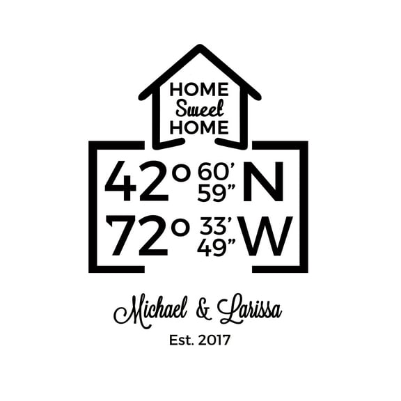 Darling Souvenir Home Sweet Home Burlap Print Wall Decor Address Coordinates Personalized Housewarming Gift-Burlap Print Only(8 x 10 Inches)