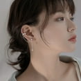 thumbnail image 6 of Yesbay 1 Pair Ear Cuffs Personality Long Chian Without Piercing Inlaid Rhinestone Long Tassel Clip Earrings Jewelry Accessory, 6 of 7