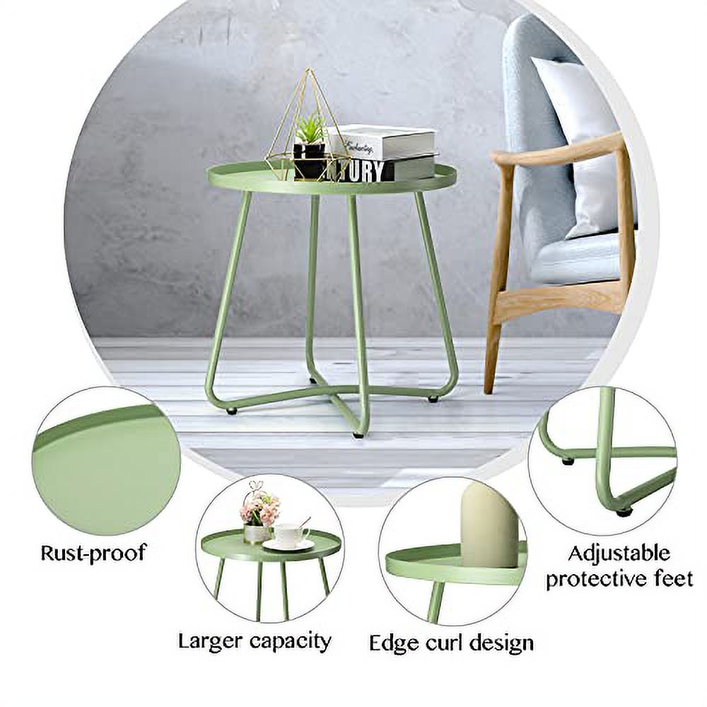 danpinera Outdoor Side Tables, Weather Resistant Steel Patio Side Table, Small Round Outdoor End Table Metal Side Table for Patio Yard Balcony Garden Bedside Green - image 3 of 7