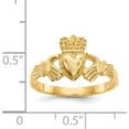 thumbnail image 4 of 14K Yellow Gold Satin And Diamond-Cut Claddagh Ring (Size 6) Made In United States d3816, 4 of 6